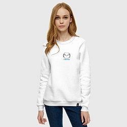 Свитшот хлопковый женский Mazda auto logo, цвет: белый — фото 2