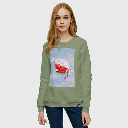 Женский свитшот Евангелион Синдзи Икари Рей Аянами / Авокадо – фото 3