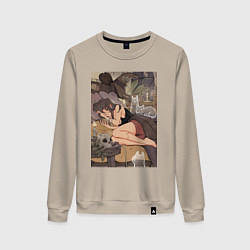 Свитшот хлопковый женский Ведьма арт, цвет: миндальный