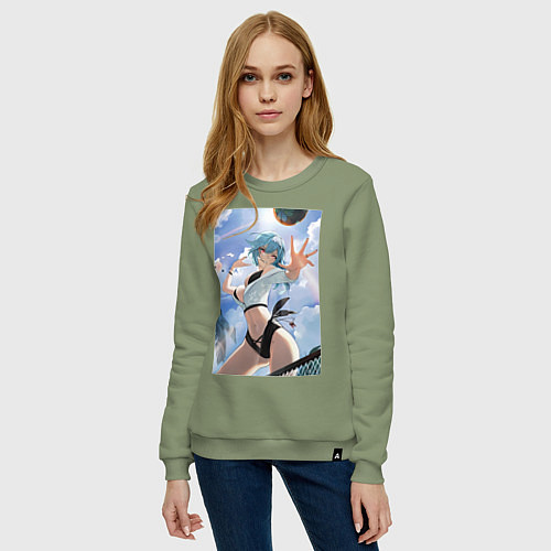 Женский свитшот Геншин Эола Лоуренс волейбол / Авокадо – фото 3