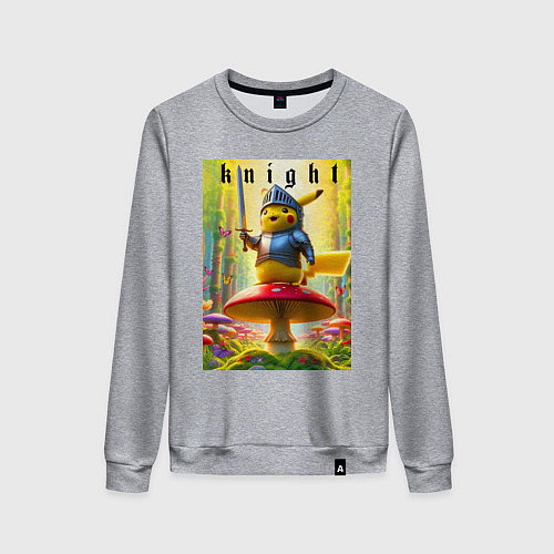 Женский свитшот Пикачу - рыцарь на мухоморе / Меланж – фото 1