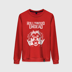 Свитшот хлопковый женский Hollywood Undead rock dog, цвет: красный