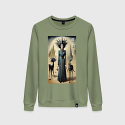 Свитшот хлопковый женский Ведьма с похожей планеты - готика, цвет: авокадо