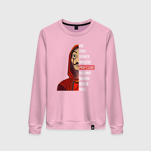 Женский свитшот Money heist names / Светло-розовый – фото 1