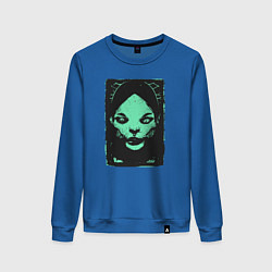 Свитшот хлопковый женский Ужасные существа и страшные монстры, цвет: синий