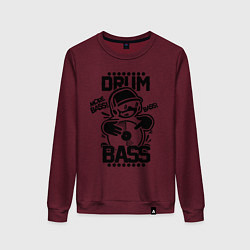 Свитшот хлопковый женский Drum n Bass: More Bass цвета меланж-бордовый — фото 1