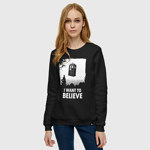 Женский свитшот Tardis believe / Черный – фото 3