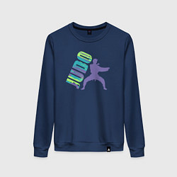 Свитшот хлопковый женский Judo fight, цвет: тёмно-синий