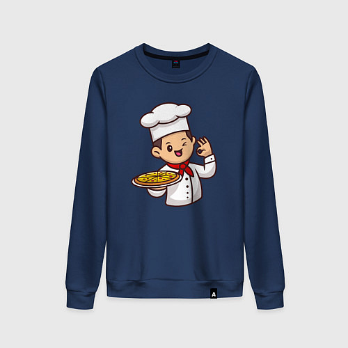 Женский свитшот Поварёнок с пиццей / Тёмно-синий – фото 1