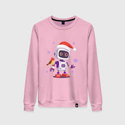 Женский свитшот Робот и снежинки