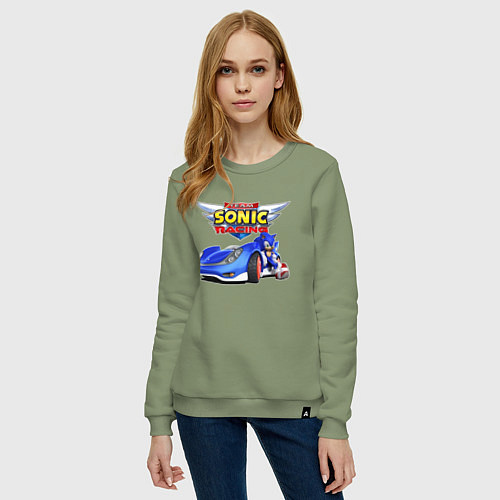 Женский свитшот Cool hedgehog - Sonic racing team / Авокадо – фото 3