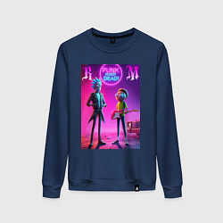 Свитшот хлопковый женский Rick and Morty - neon fantasy, цвет: тёмно-синий