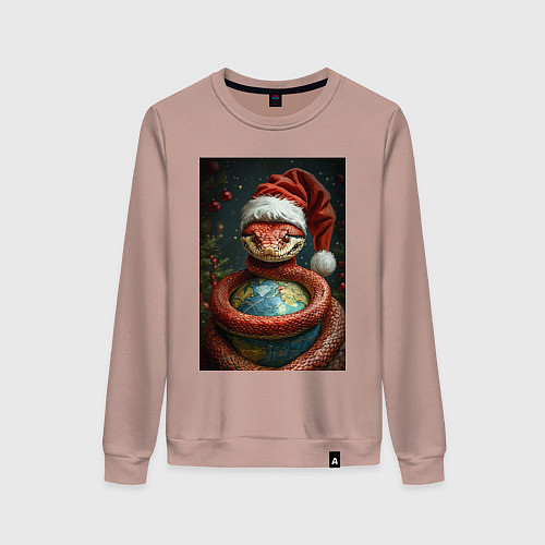 Женский свитшот Змея с колпаке / Пыльно-розовый – фото 1