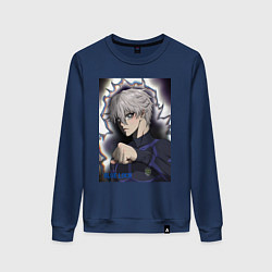 Свитшот хлопковый женский Сейширо Наги - Синяя тюрьма: Блю Лок, цвет: тёмно-синий