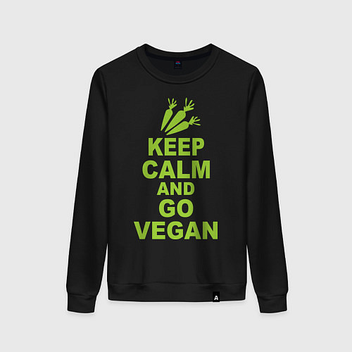 Женский свитшот Keep Calm & Go Vegan / Черный – фото 1