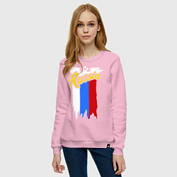 Свитшот хлопковый женский Russia: tricolor, цвет: светло-розовый — фото 2