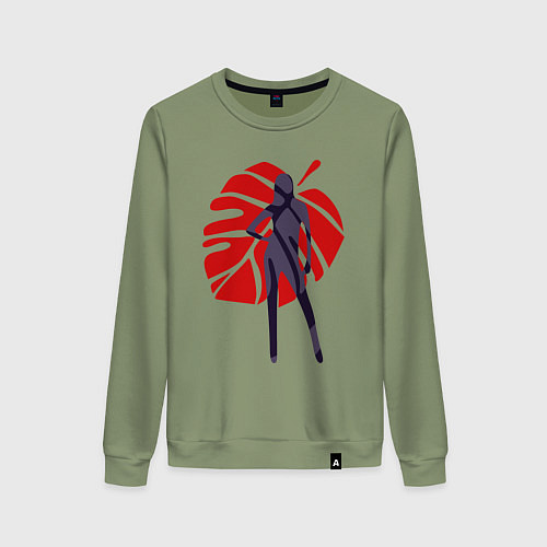 Женский свитшот Девушка на фоне монстеры / Авокадо – фото 1