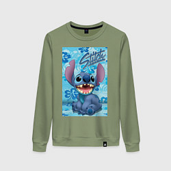 Свитшот хлопковый женский Инопланетянин Стич, цвет: авокадо