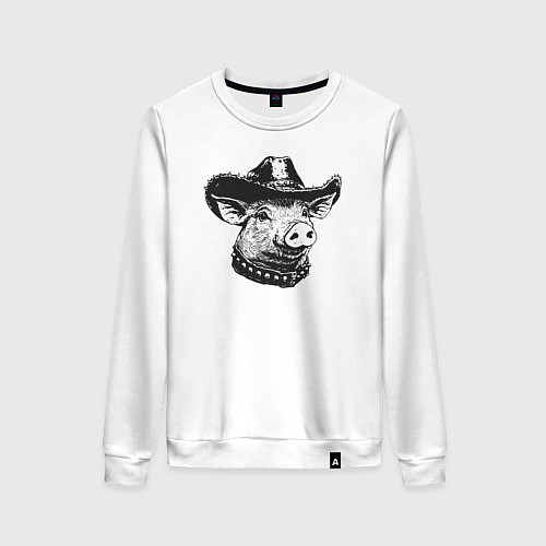 Женский свитшот Ковбой свинья / Белый – фото 1