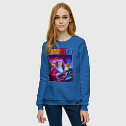 Свитшот хлопковый женский Homer Simpson in the car with his son, цвет: синий — фото 2