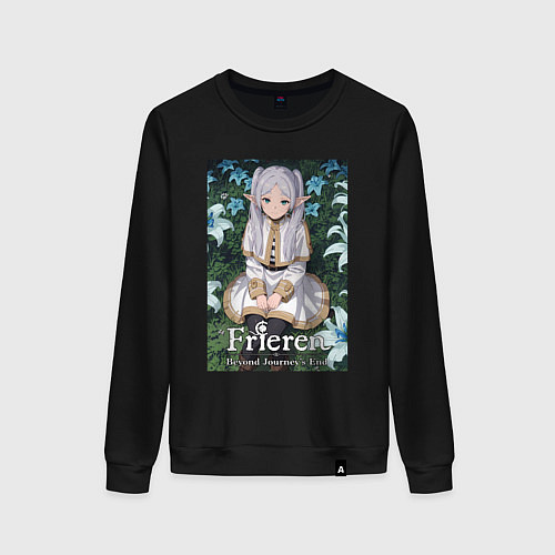 Женский свитшот Фрирен в лилиях / Черный – фото 1