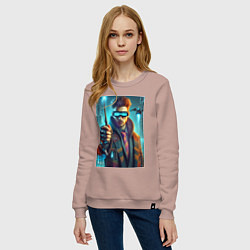 Свитшот хлопковый женский Повзрослевший Гарри Поттер - нейроарт, цвет: пыльно-розовый — фото 2