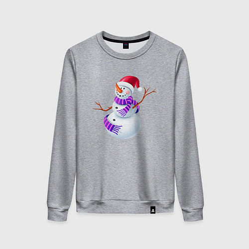 Женский свитшот Снеговичок с шарфом / Меланж – фото 1