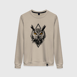 Свитшот хлопковый женский Ушастая сова, цвет: миндальный