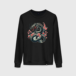 Женский свитшот Japanese dragon and sakura - irezumi
