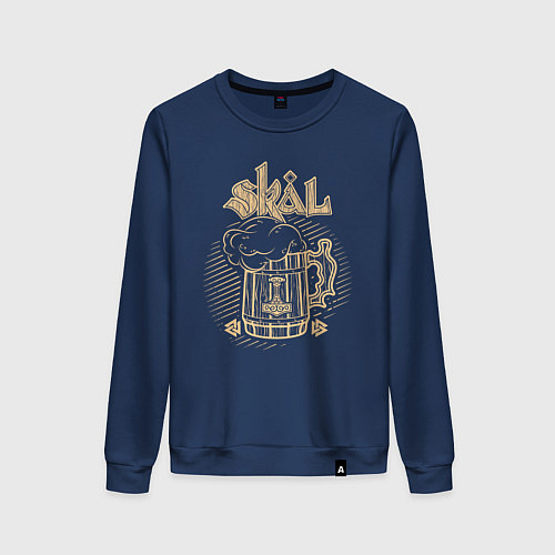 Женский свитшот Скёль - пивная кружка воина с символикой / Тёмно-синий – фото 1
