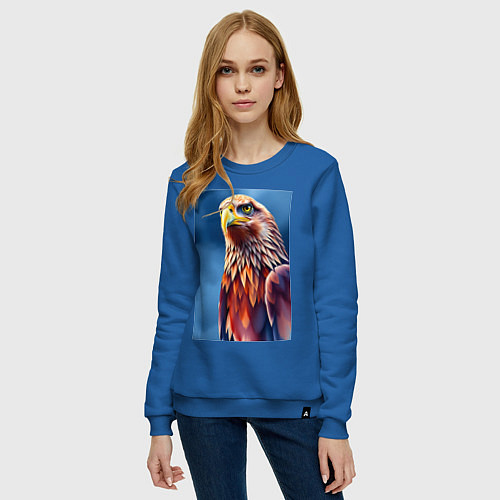 Женский свитшот Орел на синем фоне / Синий – фото 3
