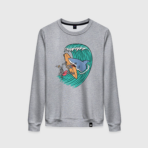 Женский свитшот Серфер и акула / Меланж – фото 1