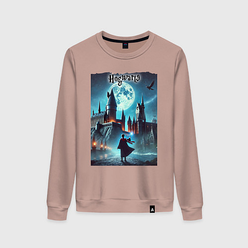 Женский свитшот Nightly Hogwarts - neon glow / Пыльно-розовый – фото 1