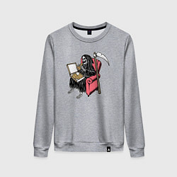 Женский свитшот Смерть ест пиццу в кресле