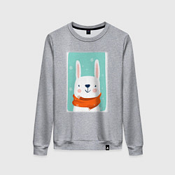 Женский свитшот Снежный заяц с шарфом
