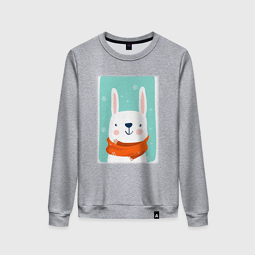 Женский свитшот Снежный заяц с шарфом / Меланж – фото 1