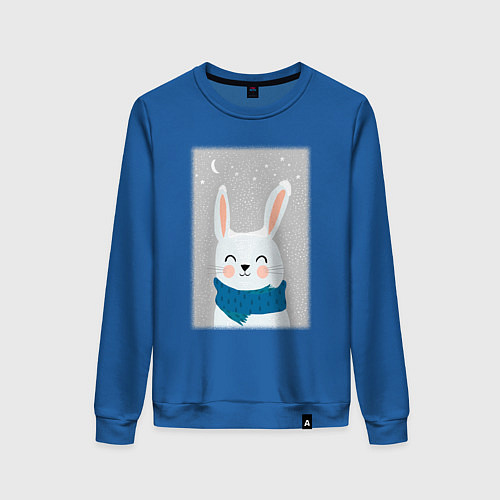 Женский свитшот Снежный кролик с шарфом / Синий – фото 1