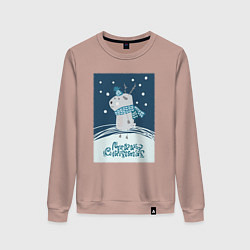 Женский свитшот Новогодний олень с шарфом