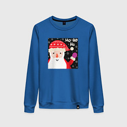 Свитшот хлопковый женский Дед мороз приветствует, цвет: синий