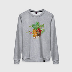 Свитшот хлопковый женский Новогодний букет, цвет: меланж