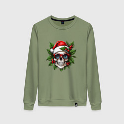 Женский свитшот Рождественский венок с черепом