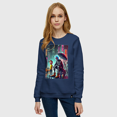 Женский свитшот Rick and Morty are homeless people from New York / Тёмно-синий – фото 3
