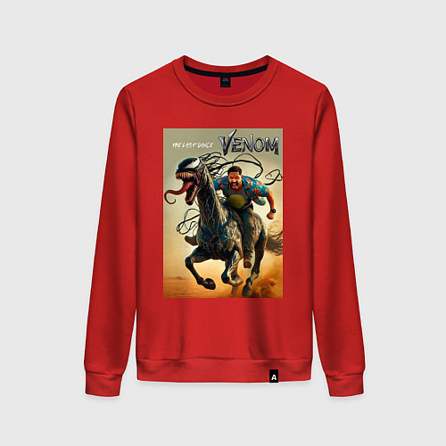 Женский свитшот Eddie rides a symbiote horse - Venom 3 / Красный – фото 1