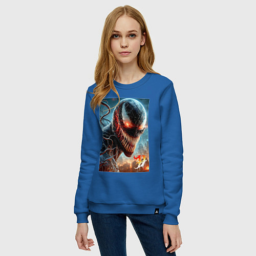 Женский свитшот Ужасный Веном - неоновое свечение / Синий – фото 3