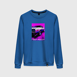 Свитшот хлопковый женский Neon racer, цвет: синий
