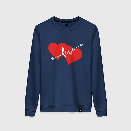 Женский свитшот Стрела любови - два сердца / Тёмно-синий – фото 1