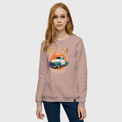 Свитшот хлопковый женский Ретро гараж и автомобиль Chevrolet Thriftmaster, цвет: пыльно-розовый — фото 2