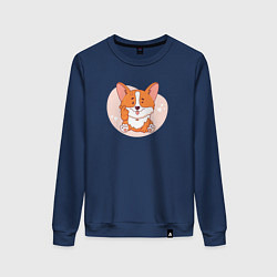 Женский свитшот Щенок корги показывает лапой жест - сердечко