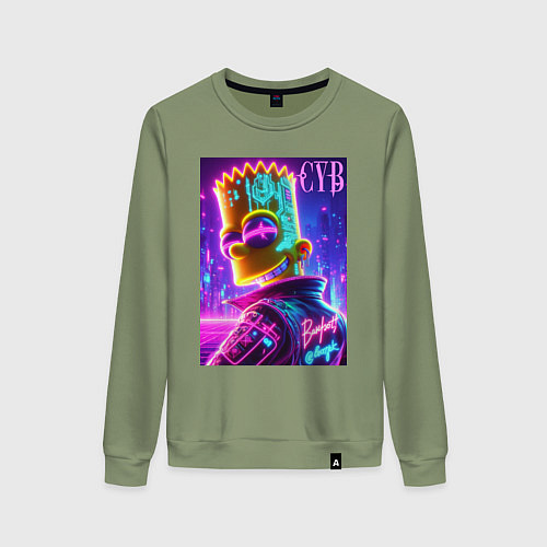 Женский свитшот Cyber Bart - neon glow / Авокадо – фото 1