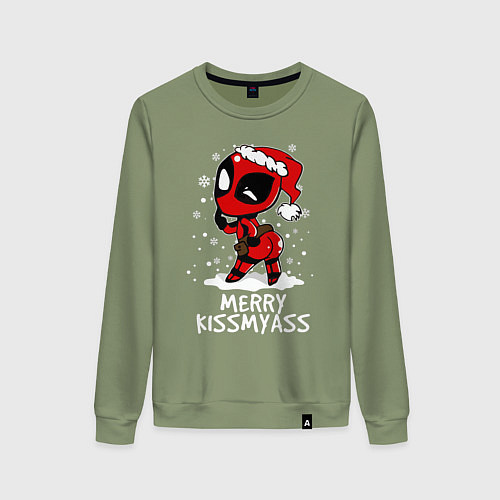 Женский свитшот Deadpool - merry kiss my ass / Авокадо – фото 1